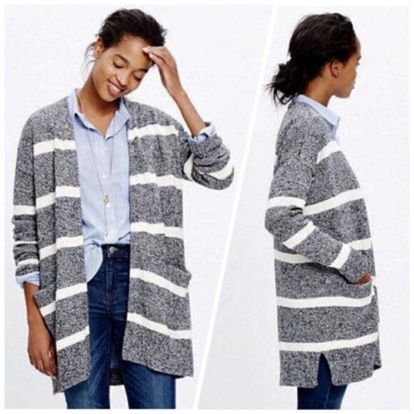 Madewell Striped Charlie Heathered Sweater Open Front Cardigan Size S - Picture 2 of 6